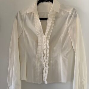 Boss Cream Ruffled Blouse